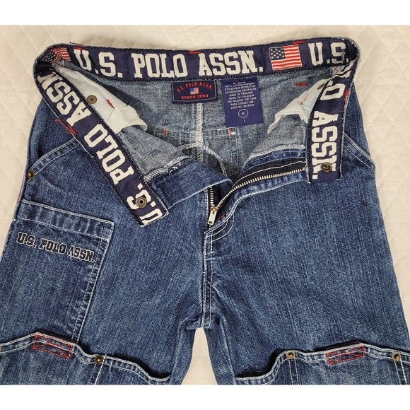 US Polo Assn Boy's Cargo Denim Jeans Stitch and Print Detail 8-Pocket Size 6 - Picture 8 of 16